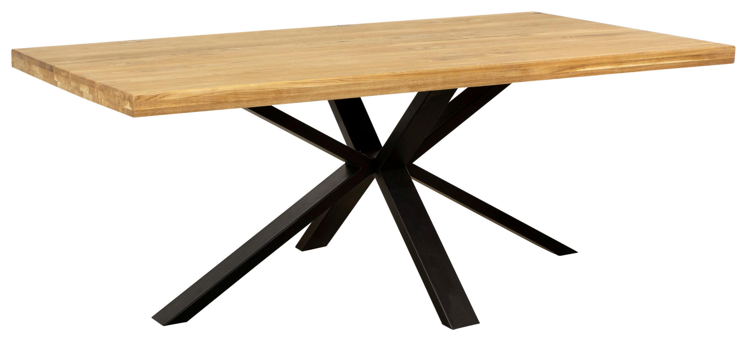 ESSTISCH Eiche vollmassiv Eichefarben  - Eichefarben/Schwarz, Design, Holz/Metall (180/100/77cm) - Livetastic