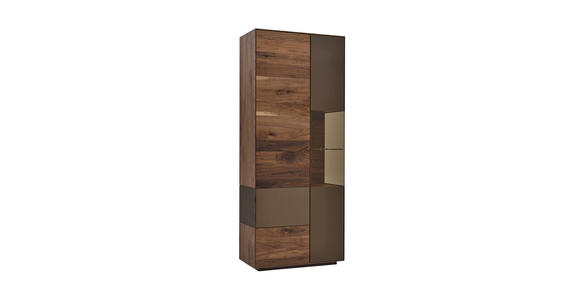 VITRINE in massiv Kernnussbaum Bronzefarben, Nussbaumfarben - Nussbaumfarben/Bronzefarben, Natur, Glas/Holz (81,5/197,0/41,1cm) - Dieter Knoll