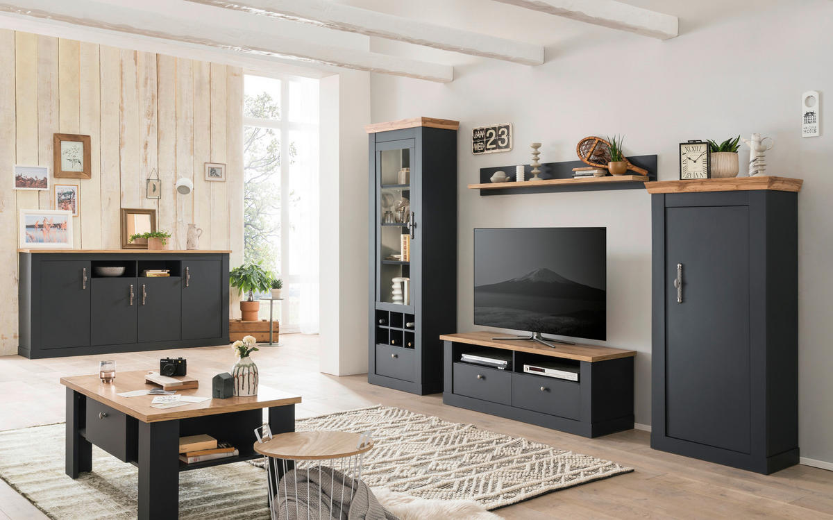 HIGHBOARD  in 72/146/38 cm  - Anthrazit/Eiche Wotan, Design, Holzwerkstoff/Metall (72/146/38cm) - MID.YOU