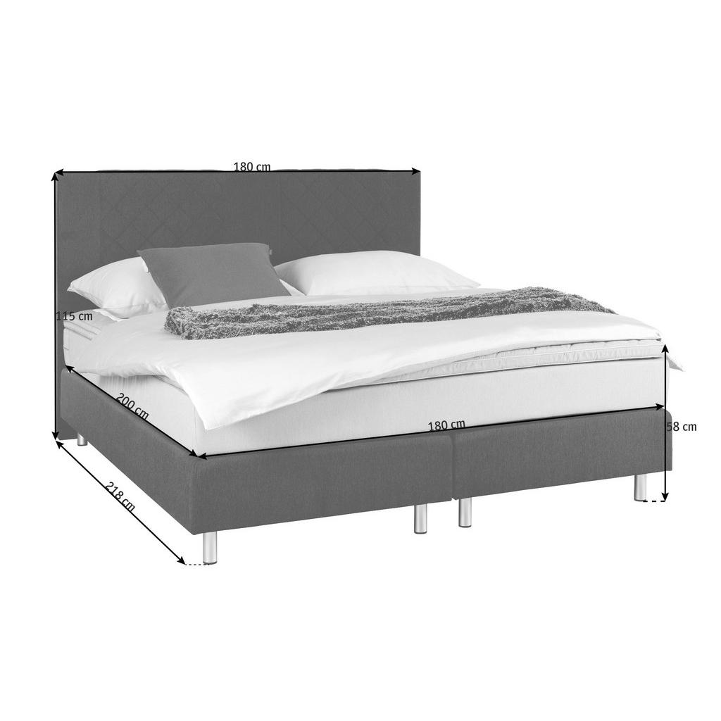 Thumbnail - Livetastic Boxspringbett, Braun, Holz, Metall, H2, Höhe ca. 17 cm, 180x200 cm, Stoffauswahl, Schlafzimmer, Betten, Boxsp...