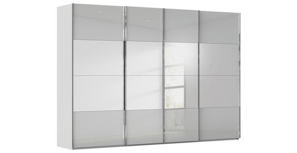 SCHWEBETÜRENSCHRANK  in Seidengrau  - Chromfarben/Seidengrau, Design, Glas/Holzwerkstoff (316/235/68cm) - Novel