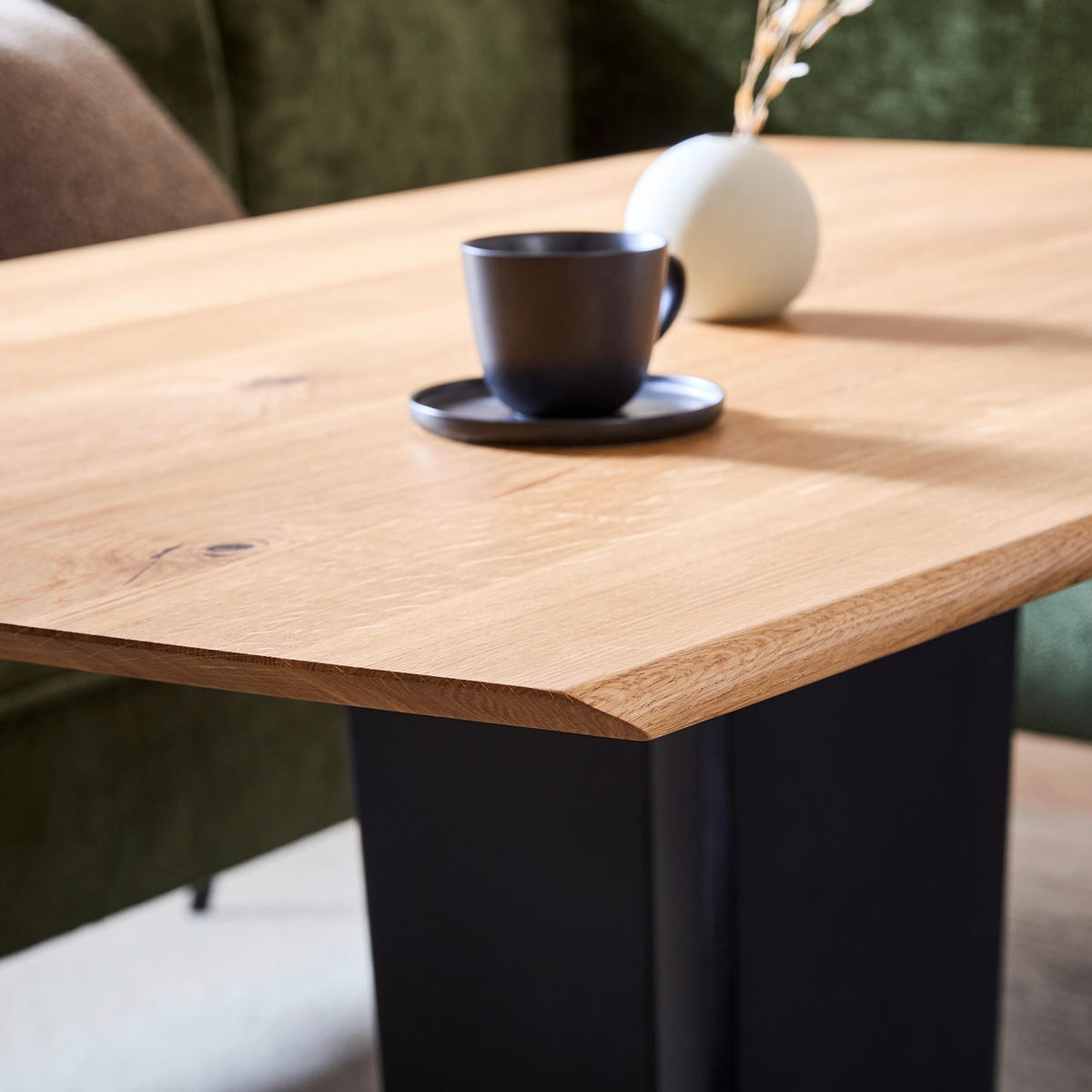 ESSTISCH in Holz 150/90/76 cm  - Wildeiche/Schwarz, Konventionell, Holz/Metall (150/90/76cm) - Linea Natura