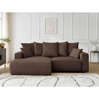 ECKSOFA Ottomane links  ATILLA Taupe Cord  - Taupe/Schwarz, MODERN, Kunststoff/Textil (149/244cm)