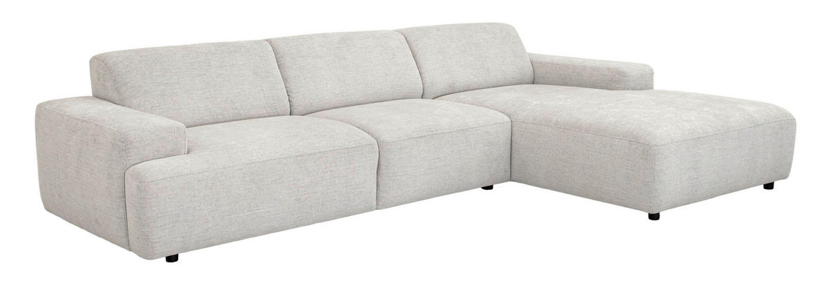 ECKSOFA Silberfarben Flachgewebe Rücken echt  - Silberfarben/Schwarz, KONVENTIONELL, Kunststoff/Textil (294/184cm) - Hom`in