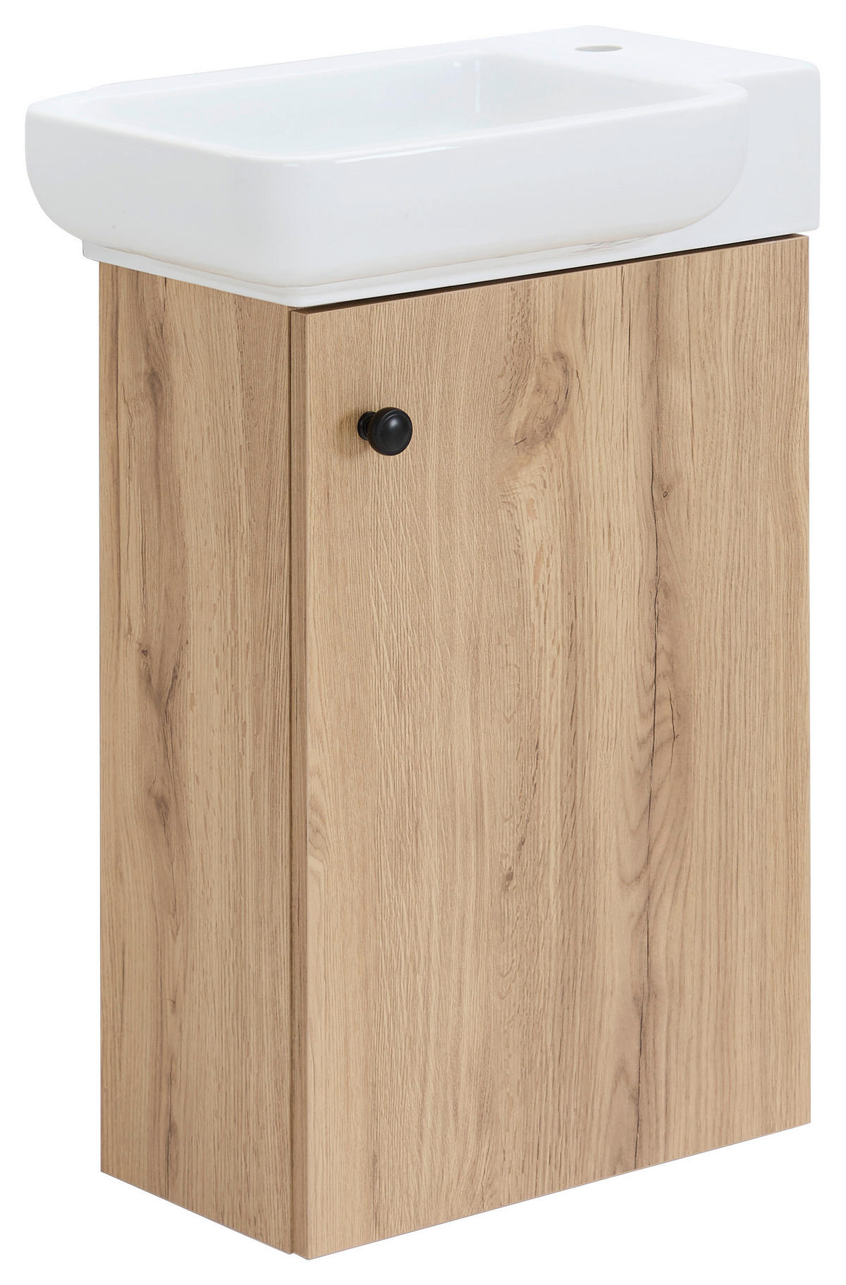 GÄSTEBAD 55 cm  - Eichefarben/Weiß Hochglanz, MODERN, Keramik/Holzwerkstoff (55cm) - MID.YOU