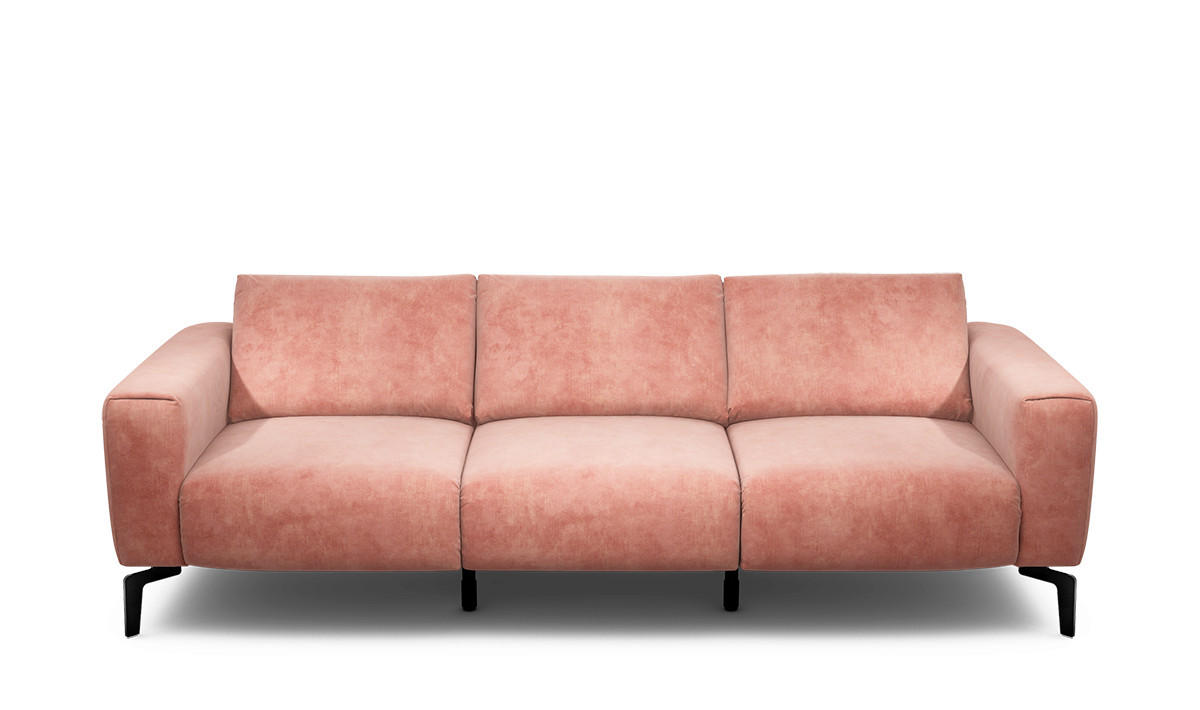 3-SITZER-SOFA Samt Rosa  - Schwarz/Rosa, Design, Textil/Metall (250/86/86-94cm) - SENSOO