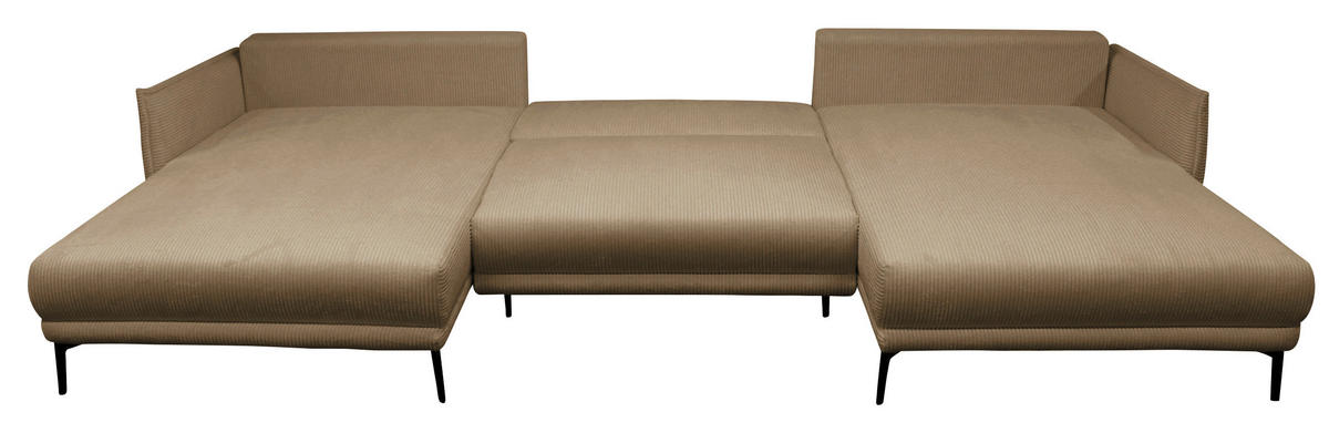 WOHNLANDSCHAFT NUOVO U in Cord Taupe  - Taupe/Schwarz, Design, Textil/Metall (194/360/194cm) - MID.YOU