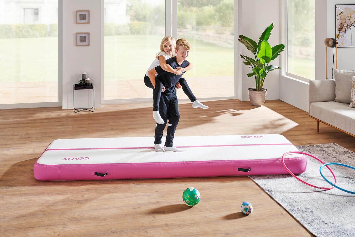 GYMNASTIKMATTE aufblasbar  - Rosa/Weiß, KONVENTIONELL, Kunststoff (300/100/20cm) - Atrigo