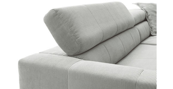 ECKSOFA in Feincord Hellgrau  - Hellgrau/Schwarz, KONVENTIONELL, Textil/Metall (311/219cm) - Hom`in