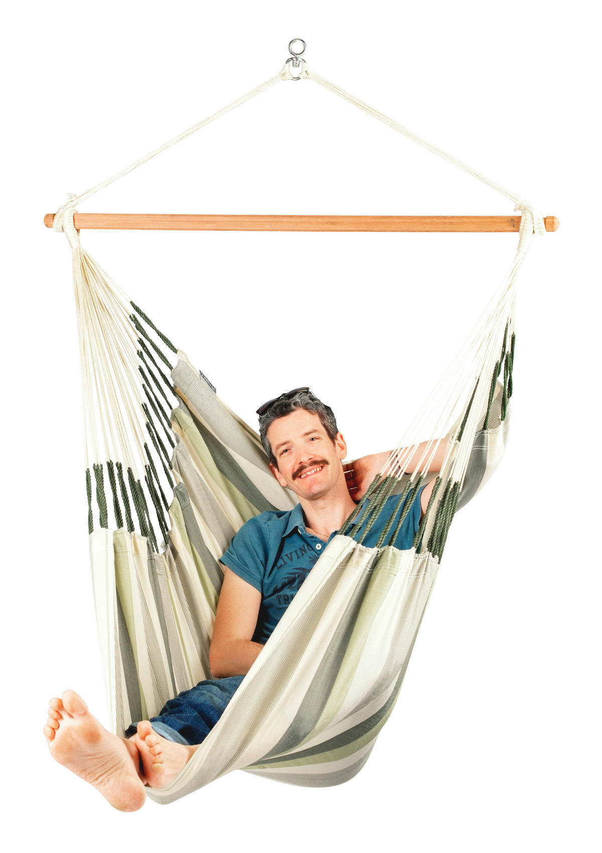 HÄNGESESSEL comfort outdoor 110/160/180 cm  - Hellgrau/Weiß, KONVENTIONELL, Holz/Textil (110/160/180cm) - La Siesta
