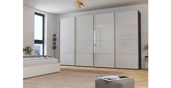 SCHWEBETÜRENSCHRANK  in Graphitfarben, Seidengrau  - Chromfarben/Seidengrau, Design, Glas/Holzwerkstoff (361/223/68cm) - Novel