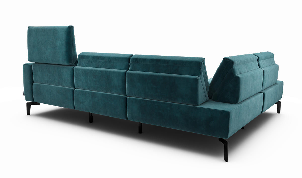 ECKSOFA Cosy Blau Samt  - Blau/Schwarz, Design, Textil/Metall (193/256cm) - SENSOO
