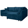 ECKSOFA Blau Cord  - Blau/Schwarz, KONVENTIONELL, Kunststoff/Textil (245/153cm) - Carryhome