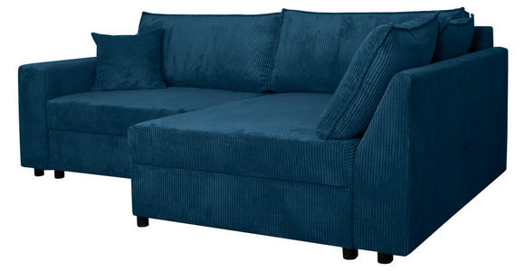 ECKSOFA Blau Cord  - Blau/Schwarz, KONVENTIONELL, Kunststoff/Textil (245/153cm) - Carryhome