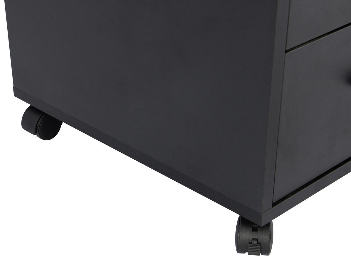 ROLLCONTAINER Schwarz  - Schwarz, MODERN, Holzwerkstoff/Kunststoff (43/56/42cm) - Livetastic