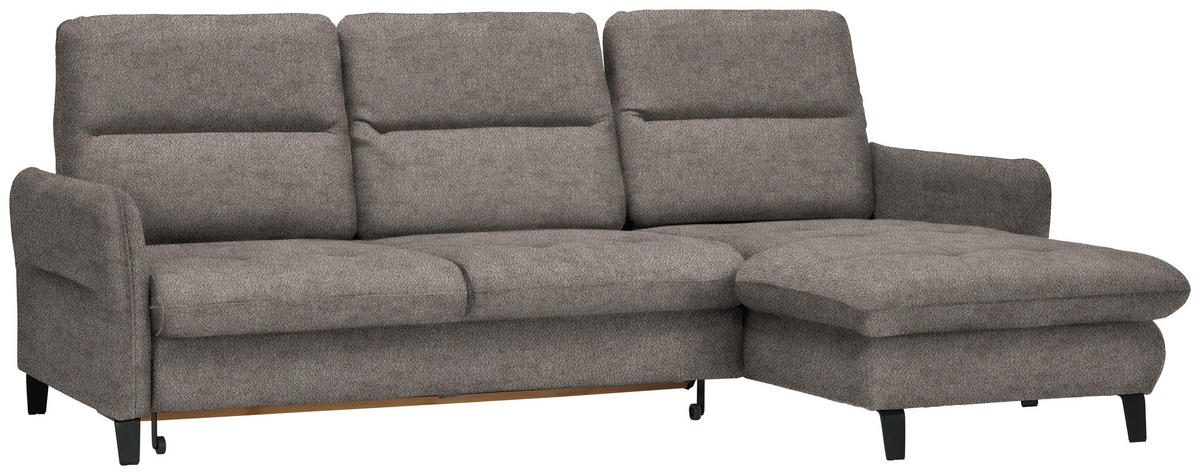 ECKSOFA Greige Flachgewebe  - Greige/Schwarz, KONVENTIONELL, Textil/Metall (254/190cm) - Livetastic