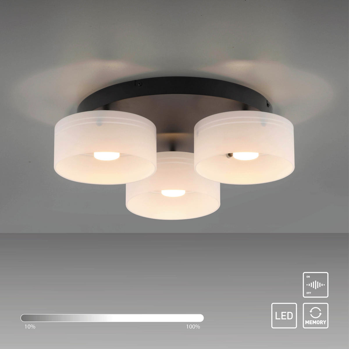 LED-DECKENLEUCHTE Marika 57/57/20 cm   - Schwarz, Design, Glas/Kunststoff (57/57/20cm) - Paul Neuhaus