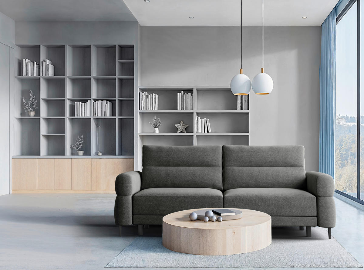 SCHLAFSOFA Nordic in Velours Graphitfarben  - Schwarz/Graphitfarben, Basics, Textil/Metall (232/94/102cm) - Livetastic