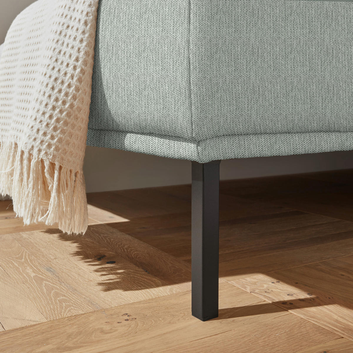 ECKSOFA  in Flachgewebe Grauweiß  270/308 cm  - Grauweiß/Schwarz, Design, Textil/Metall (270/308cm) - Pure Home Lifestyle