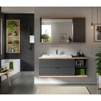 BADEZIMMER 3-teilig  in 130 cm  - Anthrazit/Schwarz, Basics, Glas/Holzwerkstoff (130cm) - MID.YOU