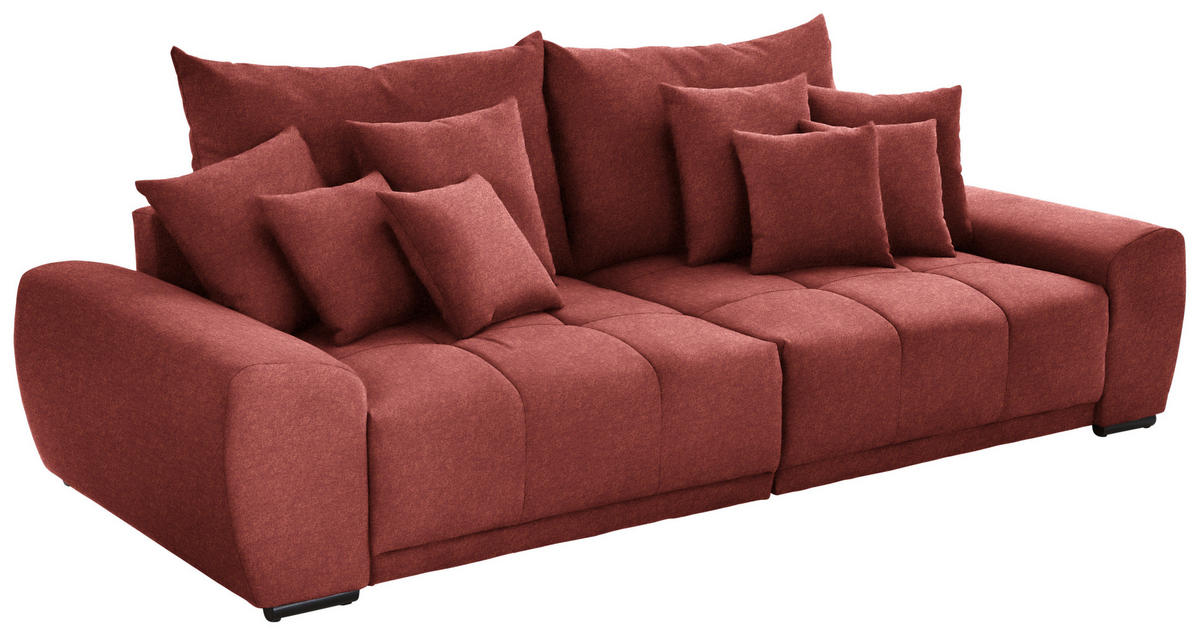 BIGSOFA in Samt Hellrot  - Hellrot/Schwarz, Konventionell, Holz/Textil (280/67/120cm) - Carryhome