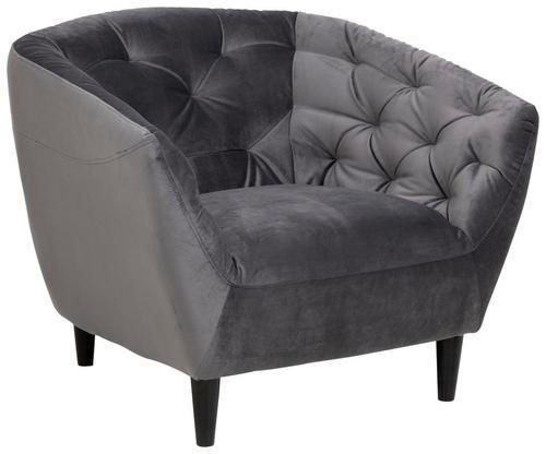 CHESTERFIELD-SESSEL Samt Dunkelgrau    - Dunkelgrau/Schwarz, Trend, Holz/Textil (97/79/83cm) - Ambia Home