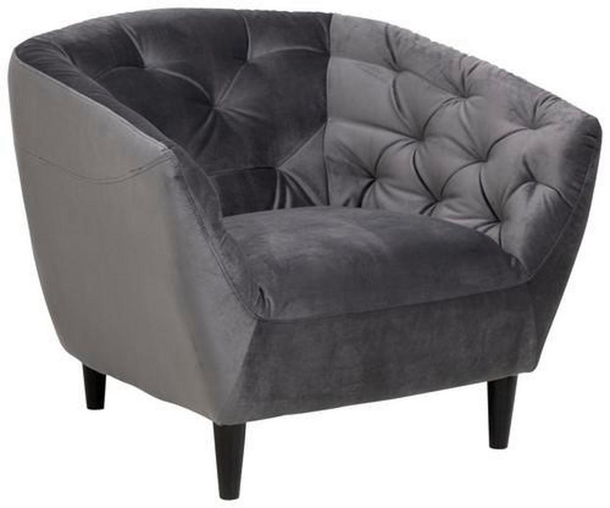 CHESTERFIELD-SESSEL Samt Dunkelgrau    - Dunkelgrau/Schwarz, Trend, Holz/Textil (97/79/83cm) - Ambia Home