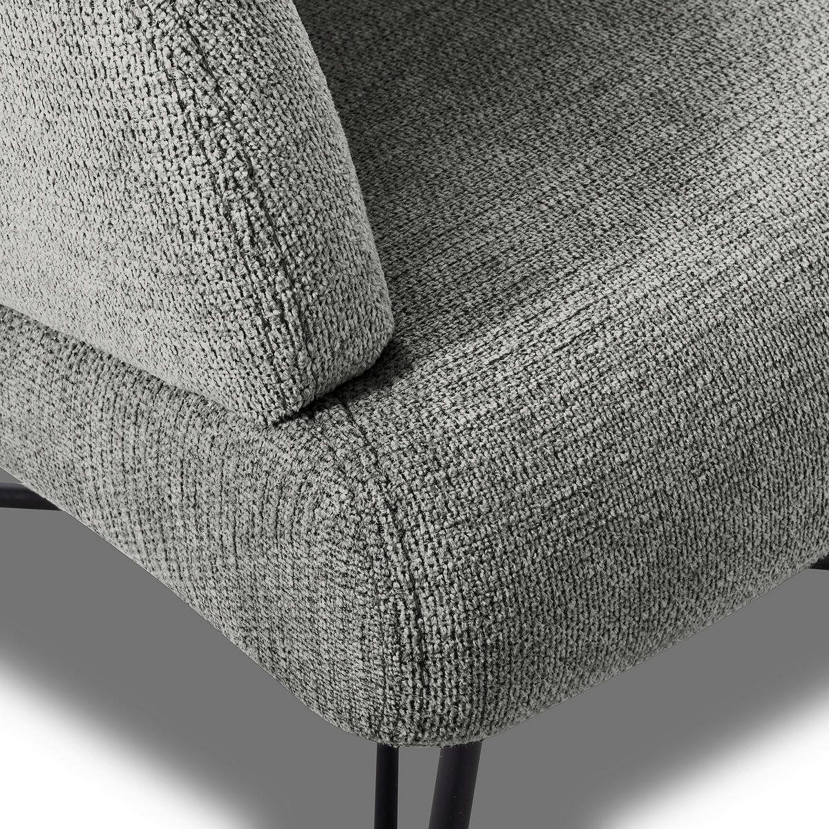 SESSEL Chenille Grau  - Schwarz/Grau, Design, Textil/Metall (67/87/74cm) - Livetastic
