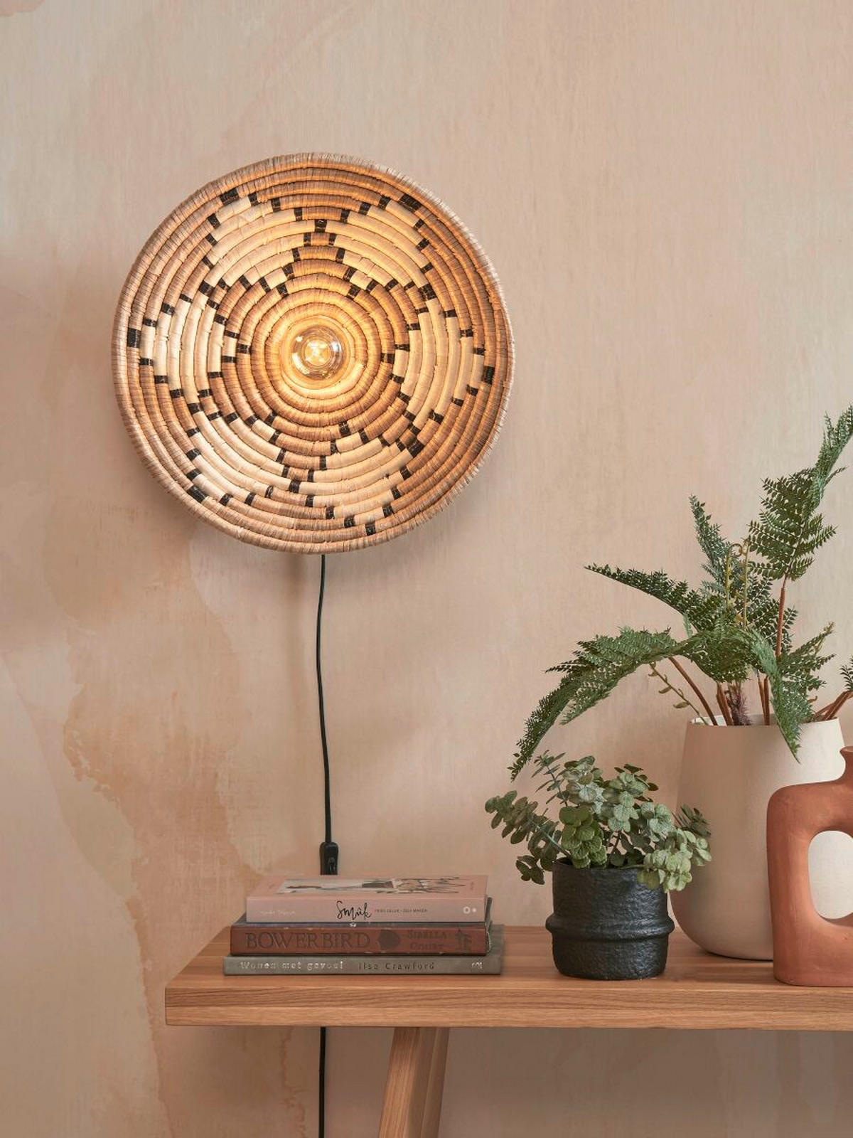 VÄGGLAMPA 45/6 cm   - vit/naturfärgad, Basics, naturmaterial (45/6cm) - Good & Mojo