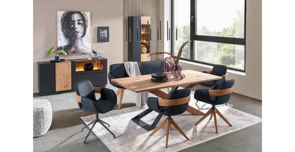 ARMLEHNSTUHL  Lederauswahl, Stoffauswahl, Typenauswahl, Sitzfläche 360° drehbar, automatische Rückholfunktion  Echtleder  - Eichefarben/Cognac, Natur, Leder/Holz (60/86/60cm) - Valnatura