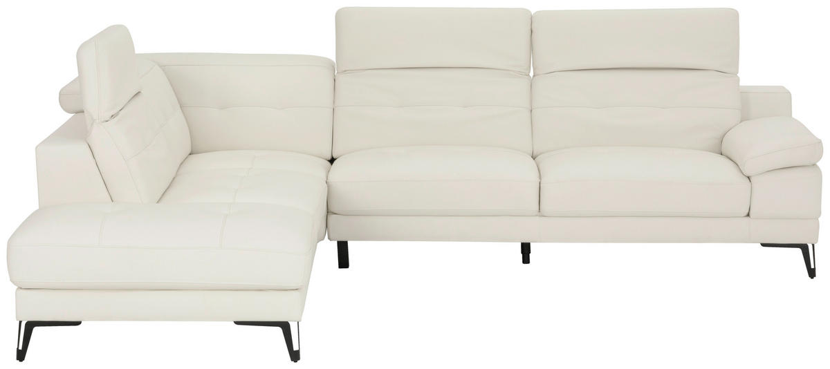 ECKSOFA Weiß Echtleder  - Schwarz/Weiß, MODERN, Leder/Metall (224/287cm) - MID.YOU