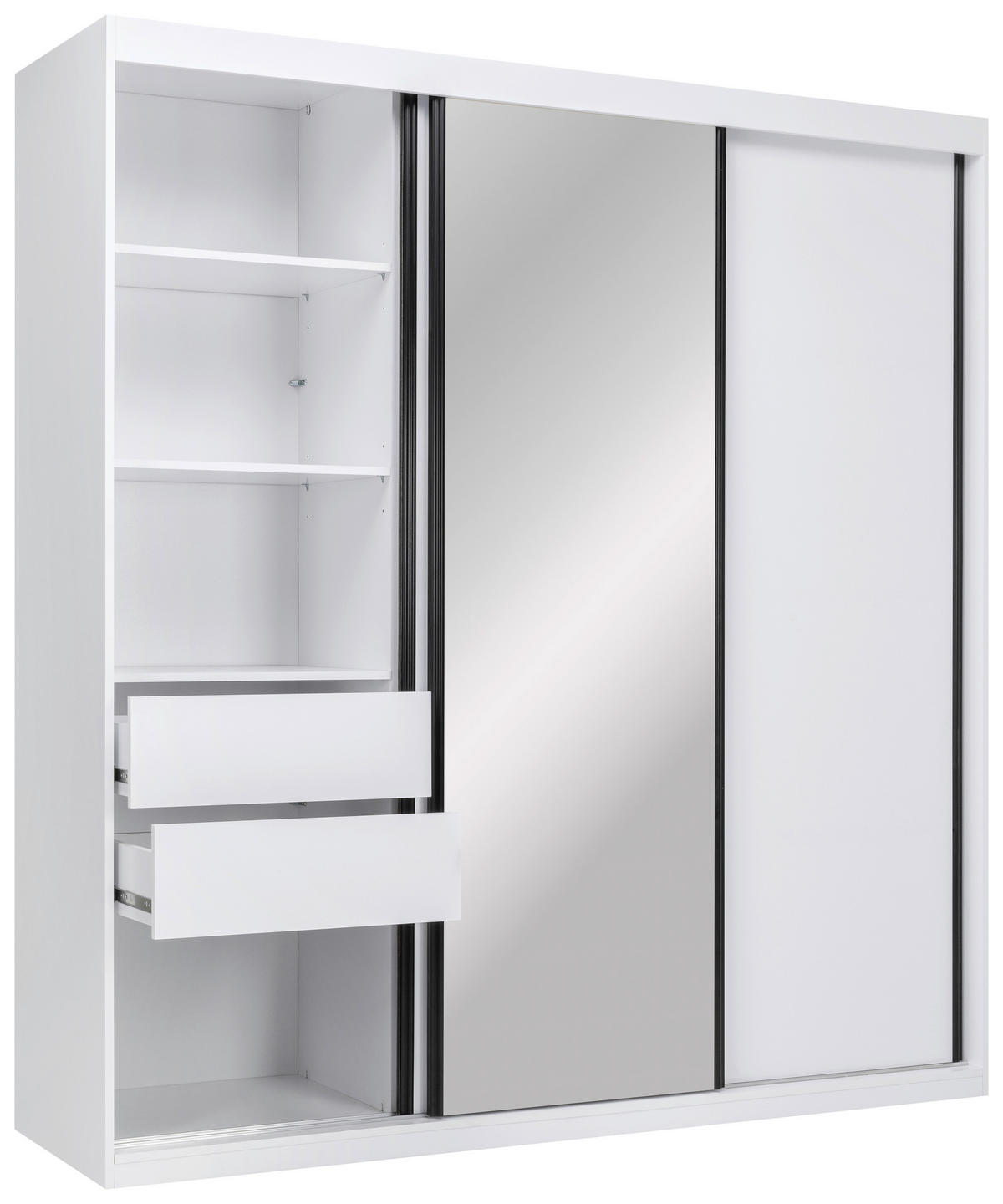 SCHIEBETÜRENSCHRANK 200/215/59,5 cm 3-türig  - Schwarz/Weiß, MODERN, Holzwerkstoff/Metall (200/215/59,5cm) - MID.YOU