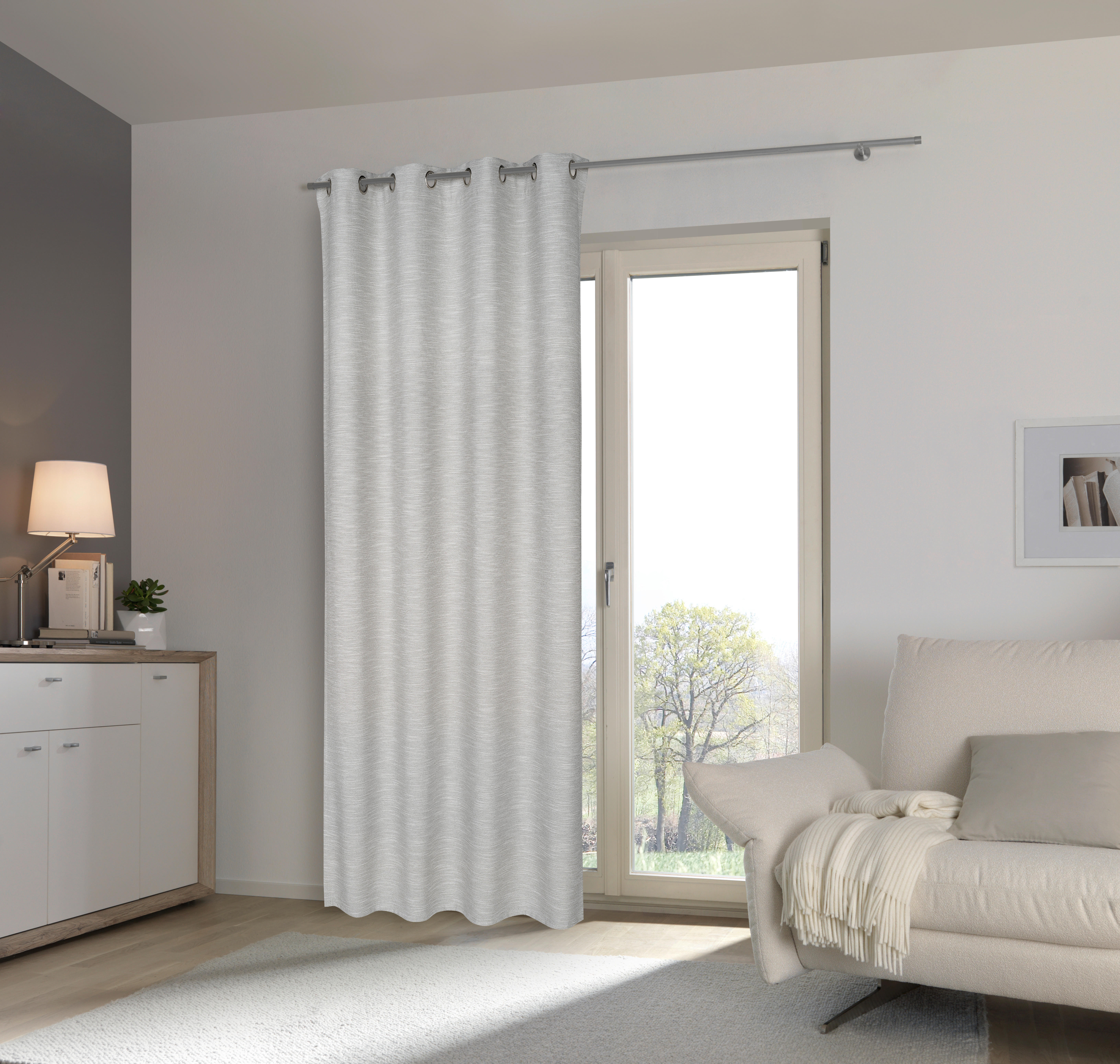 ZÁVES S OČKAMI, nepriehľadné, 140/245 cm - prírodná farba, Basics, textil (140/245cm) - Esposa