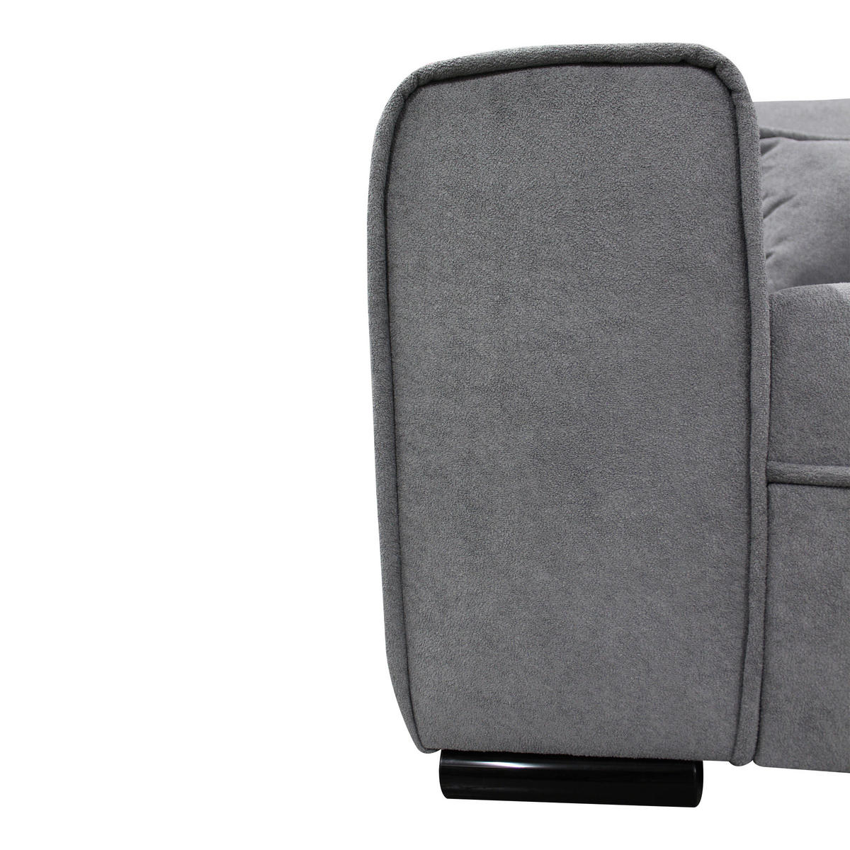 ECKSOFA in Struktur, Bouclé Grau  - Schwarz/Grau, Design, Kunststoff/Textil (270/175cm) - MID.YOU