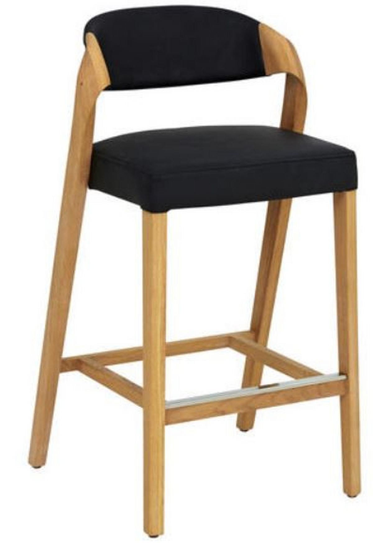 BARSKI STOL, črna, barve hrasta  - črna/barve hrasta, Natur, les/usnje (53/82/57cm) - Voglauer