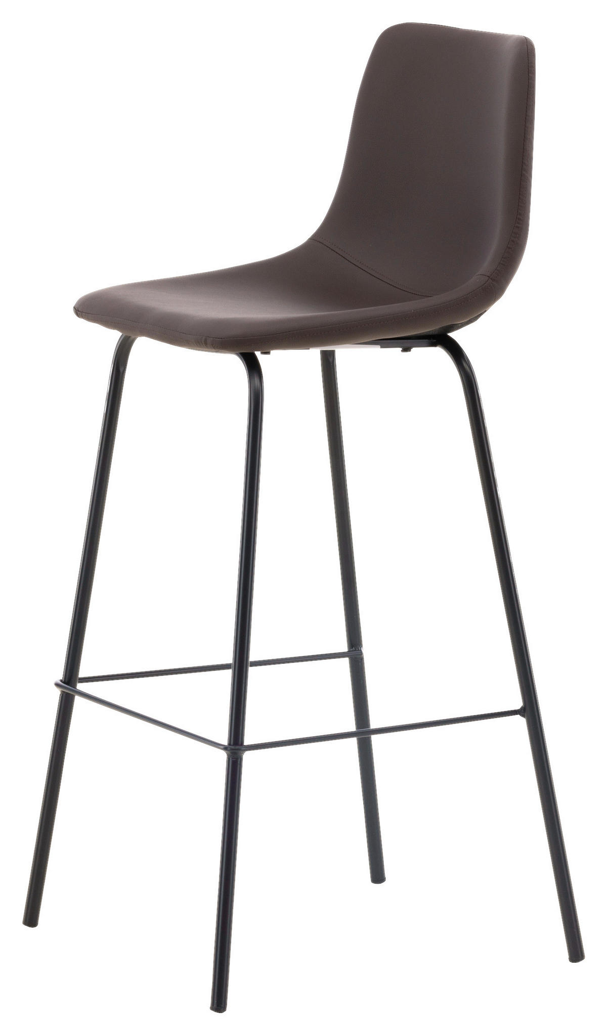 BARHOCKER-SET Lederlook (vegan) Schwarz, Dunkelbraun Stahl  - Dunkelbraun/Schwarz, Design, Textil/Metall (47/103/48cm) - Livetastic