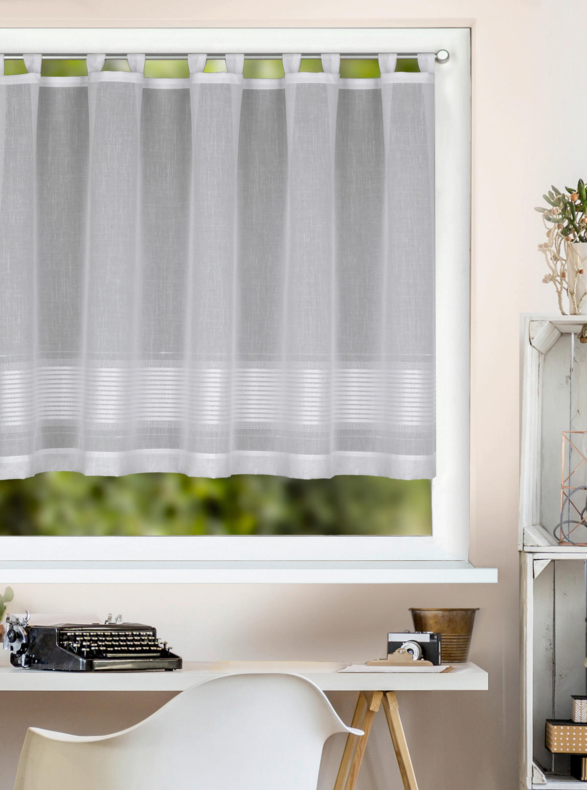 KURZGARDINE   140/60 cm   - Weiß, Basics, Textil (140/60cm)