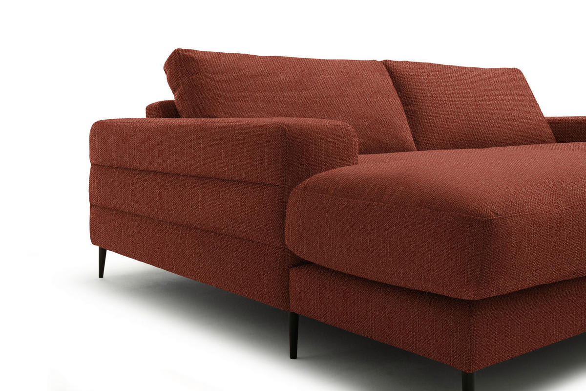 ECKSOFA in Flachgewebe Rostfarben  177/253 cm  - Rostfarben/Schwarz, Design, Textil/Metall (177/253cm) - Dieter Knoll