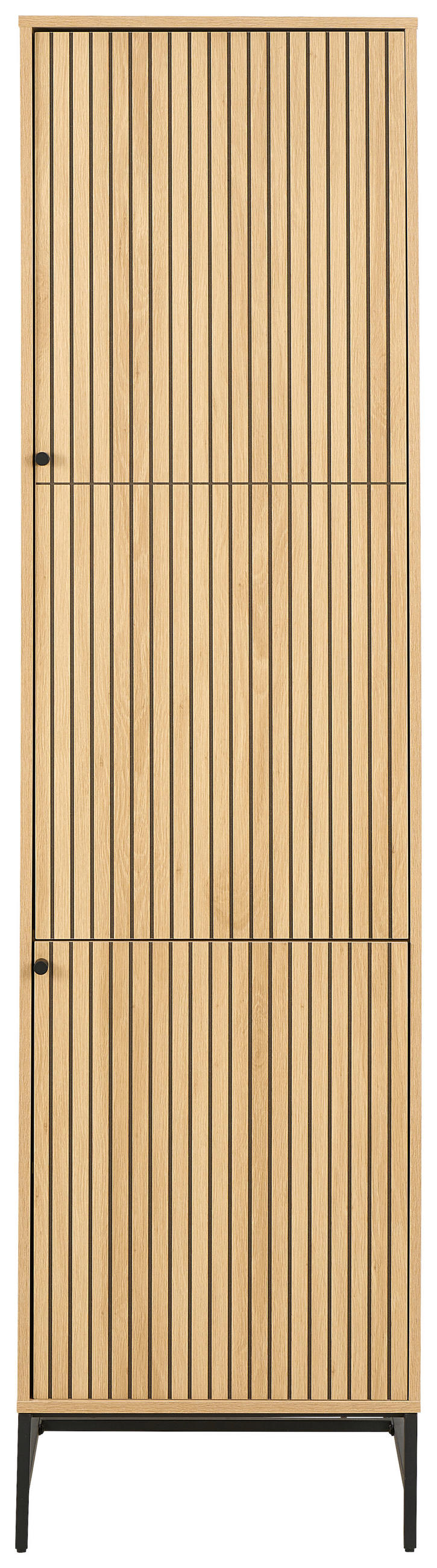 OMARA S KLASIČNIMI VRATI, furnirano hrast naravne barve, črna  - črna/naravne barve, Design, kovina/leseni material (51,1/200/60cm) - MID.YOU