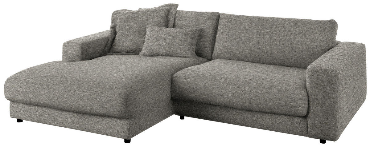 ECKSOFA in Flachgewebe Graubraun  190/270 cm  - Graubraun/Schwarz, Design, Kunststoff/Textil (190/270cm) - Lomoco