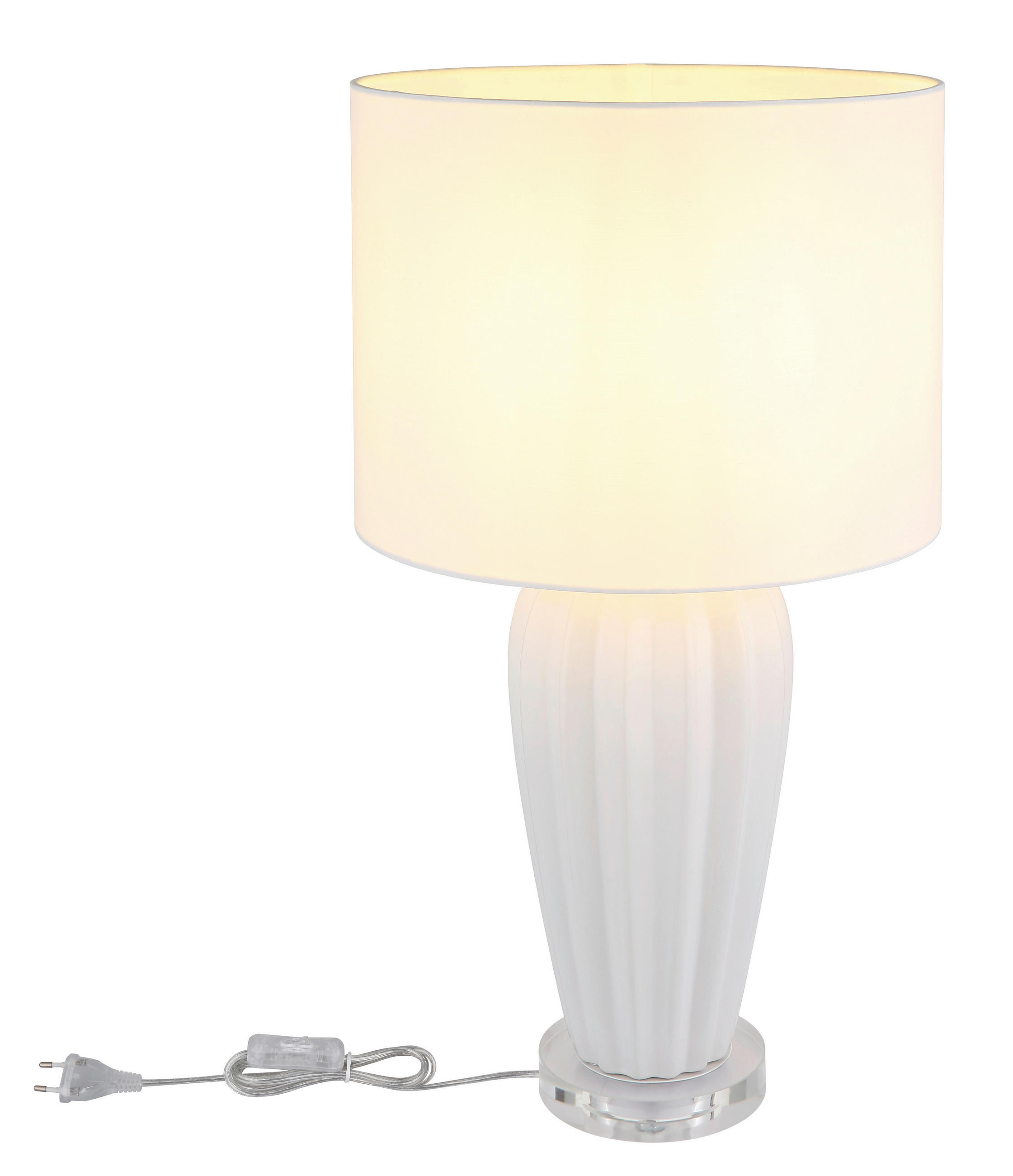 TISCHLEUCHTE 35/59 cm   - Chromfarben/Weiß, KONVENTIONELL, Keramik/Textil (35/59cm) - Globo