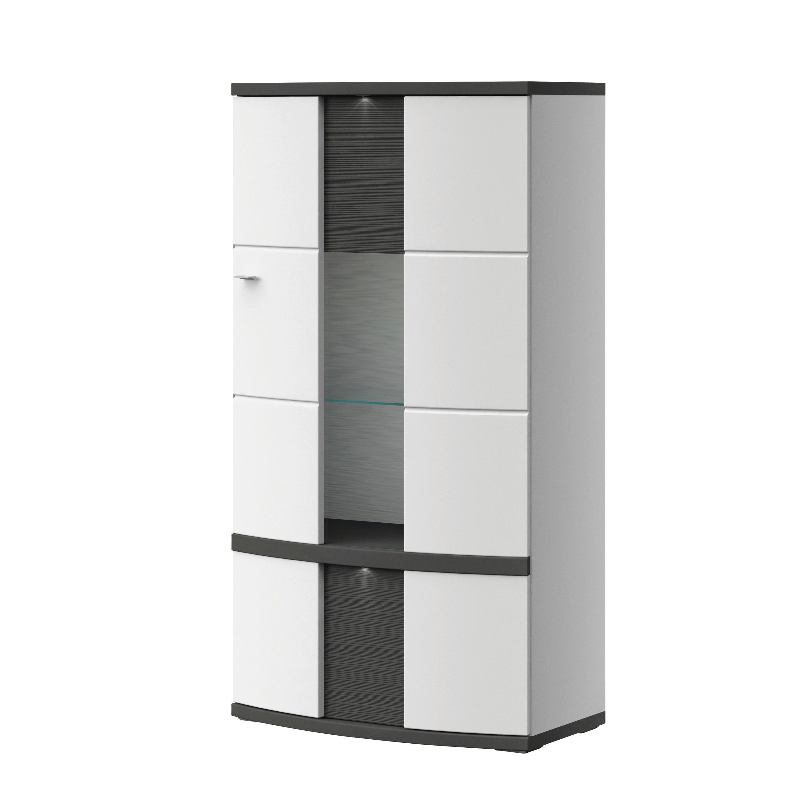 KOMODA   75/141,4/42 cm   boje grafita, bijela  - bijela/boje grafita, Design, staklo/drvni materijal (75/141,4/42cm) - Xora
