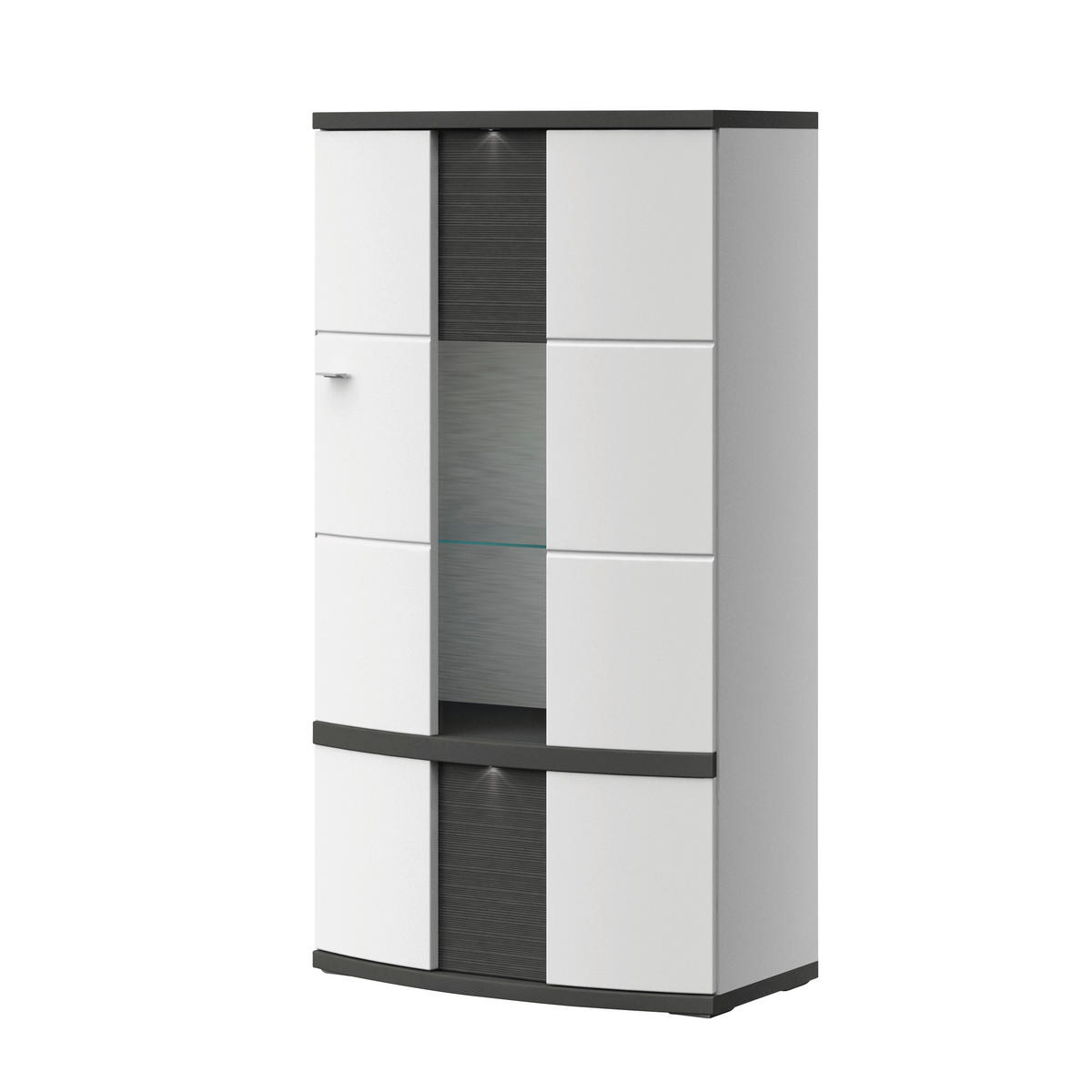 KOMODA   75/141,4/42 cm   boje grafita, bijela  - bijela/boje grafita, Design, staklo/drvni materijal (75/141,4/42cm) - Xora