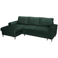 ECKSOFA Dunkelgrün Cord  - Dunkelgrün/Schwarz, KONVENTIONELL, Textil/Metall (150/240cm) - Carryhome