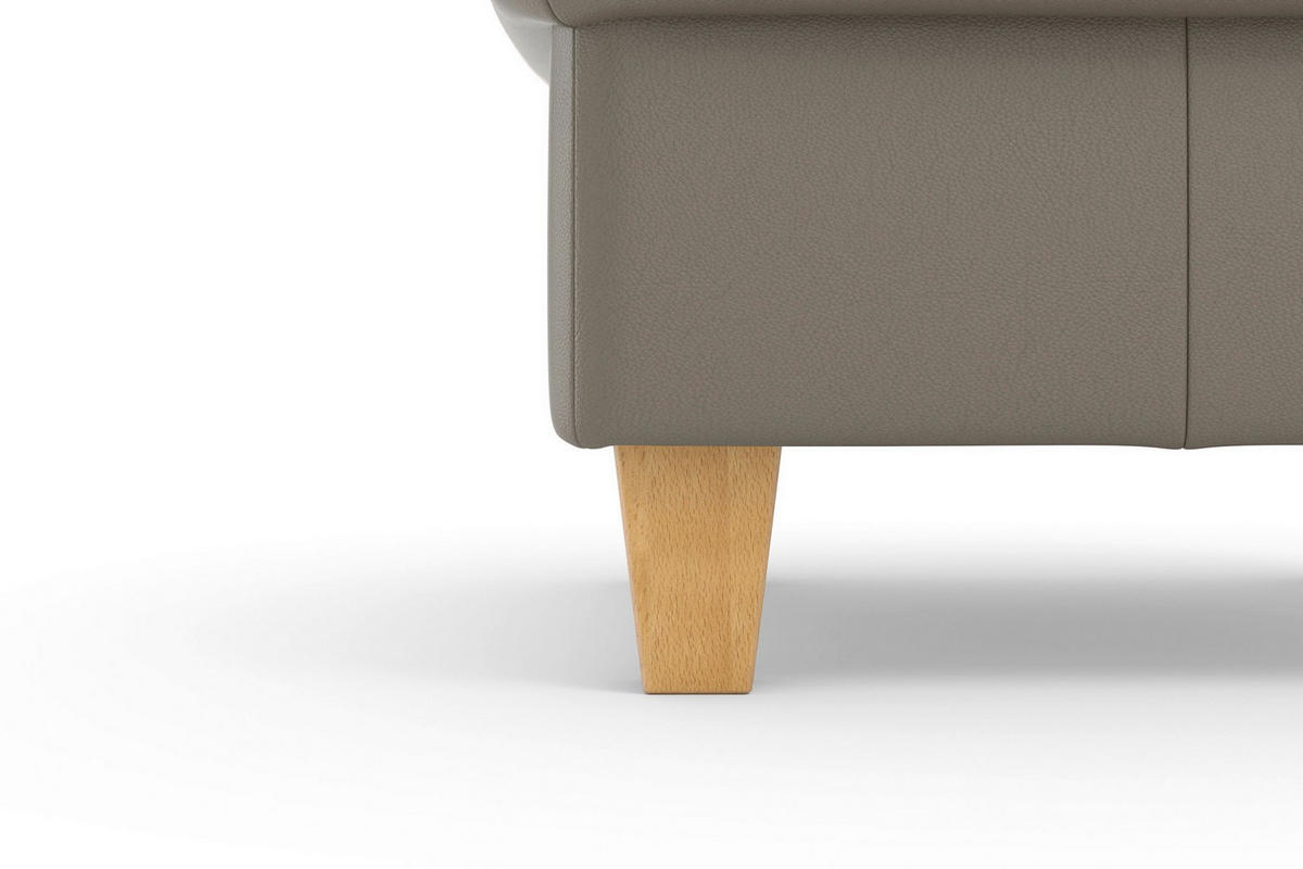 TABURETKA, koža, 58/48/58 cm - sivá/farba duba, Basics, koža/drevo (58/48/58cm) - Sit & More