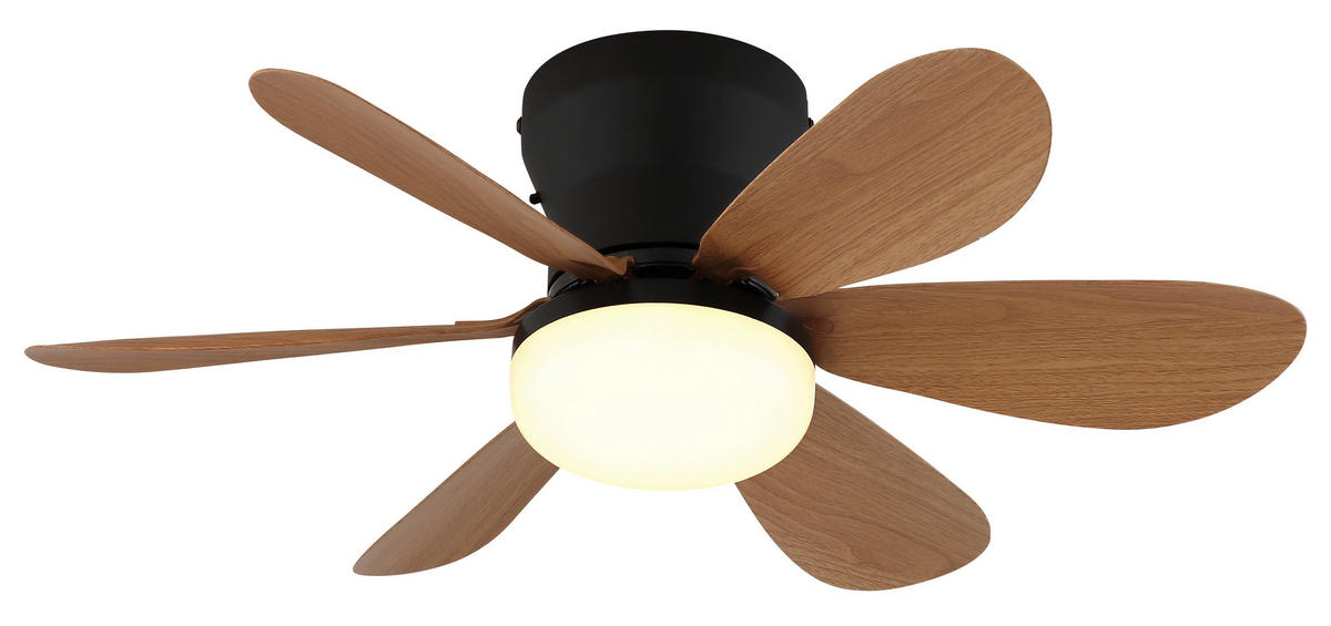 DECKENVENTILATOR Delores 50/16,5 cm  - Schwarz/Braun, Design, Kunststoff/Metall (50/16,5cm) - Globo