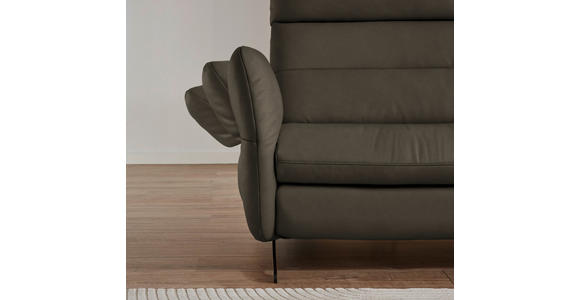 ECKSOFA in Echtleder Graubraun  300/157 cm  - Graubraun/Schwarz, Design, Leder/Metall (300/157cm) - Dieter Knoll