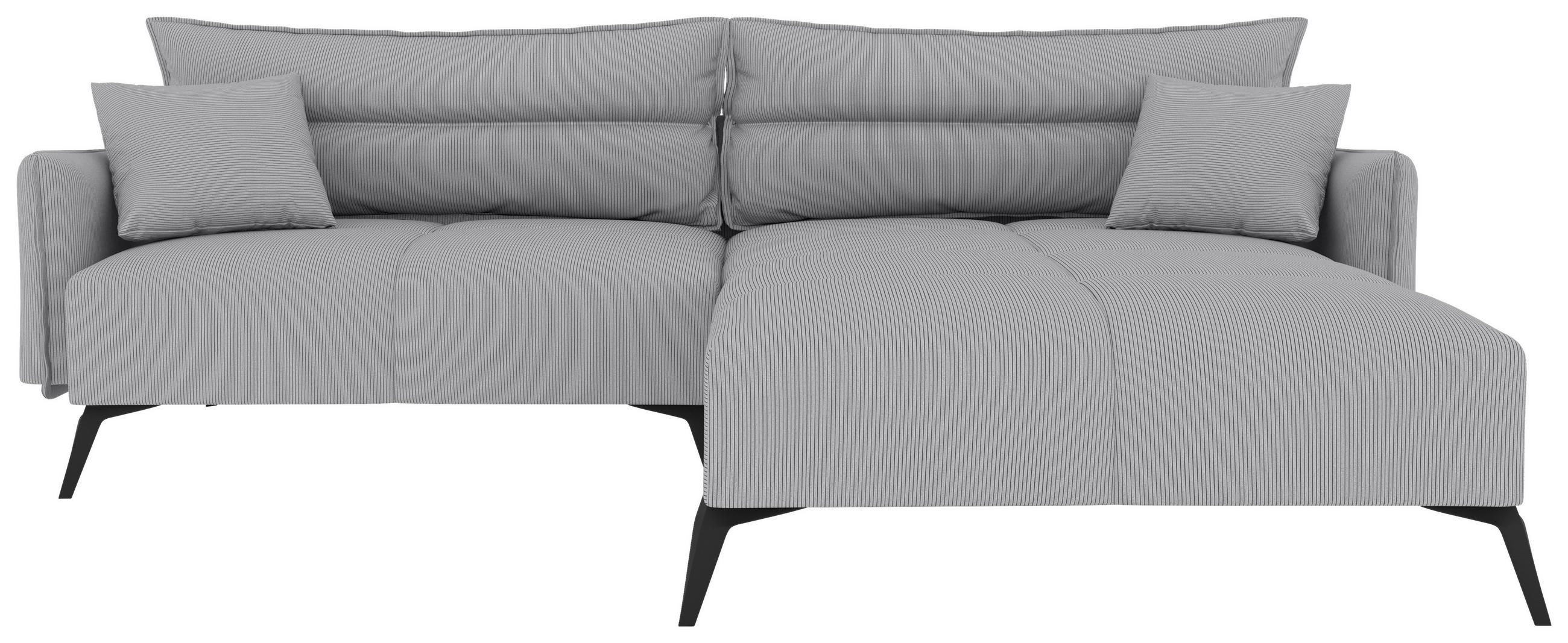 ECKSOFA in Cord Hellgrau  253/180 cm  - Hellgrau/Schwarz, KONVENTIONELL, Textil/Metall (253/180cm) - Carryhome