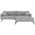 ECKSOFA  in Cord Hellgrau  253/180 cm  - Hellgrau/Schwarz, KONVENTIONELL, Textil/Metall (253/180cm) - Carryhome