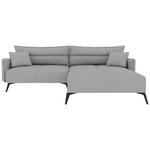 ECKSOFA in Cord Hellgrau  - Hellgrau/Schwarz, KONVENTIONELL, Textil/Metall (253/180cm) - Carryhome